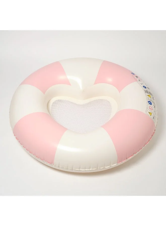 SUNNY LIFE Tube Pool Ring for Kids – Summer Swim Float, Stylish Inflatable for Pool, Beach & Vacations – Luxe Pink Stripe Stole My Heart, Swimming Accessories for Girls & Boys